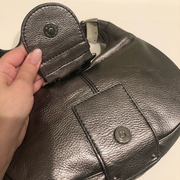 Michael Michael Kors Morgen halfmoon metallic pewter color hobo shoulder Bag,Y2K - Picture 9 of 16